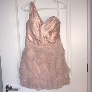 Bebe One Shoulder Blush Pink Mini Party Dress